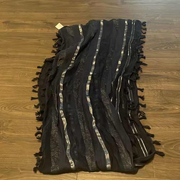 Navy Blue and Silver Infinity Scarf, One Size - Picture 6 of 6